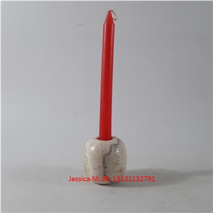 Mini Ball Shape Yellow Jade Marble Stone Candlestick Holders