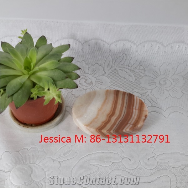 Oval Shape Brown Marble Soap Dish