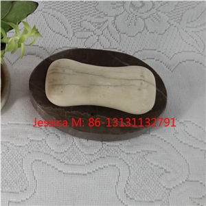 Oval Shape Brown with White Veins Soap Dish /Oval Shape Brown with White Lines Soap Holder