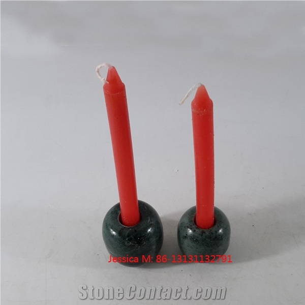 Oval Shape Green Marble Stone Candle Holder
