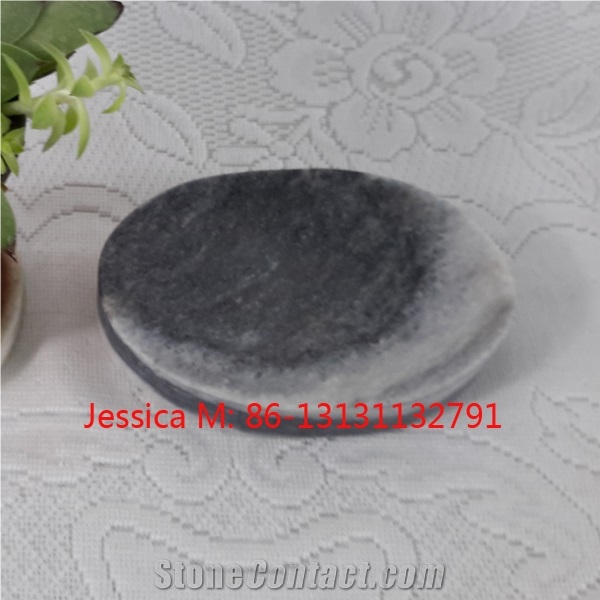 Oval Shape Grey Marble Soap Dish /Oval Shape Grey Marble Soap Holder