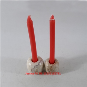 Oval Shape Stone Marble Candle Holders