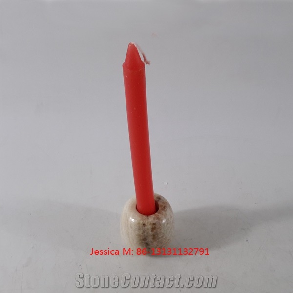 Oval Shape Stone Marble Candle Holders