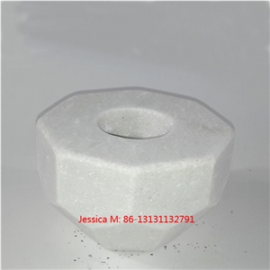 Prismatic White Marble Candle Holders