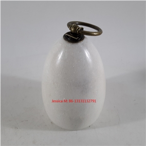 Raindrop Shape White Marble Stone Doorstop with Brass Handle /Marble Door Stops