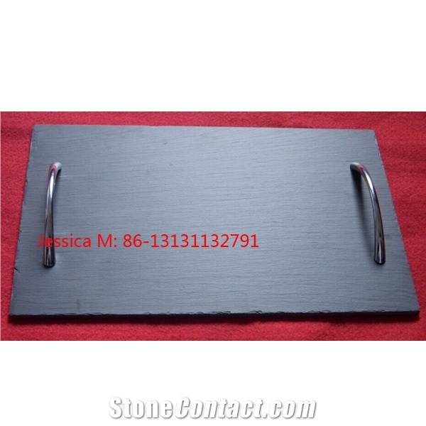 Slate Cheese Board with Stainless Steel Handle