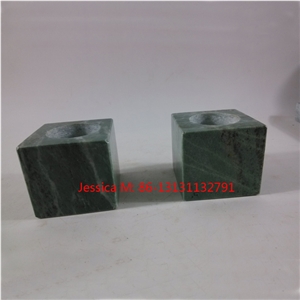 Square Shape Green Marble Tealight Candle Holders