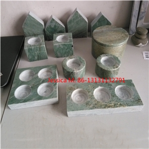 Various Shapes Green Marble Candle Holders