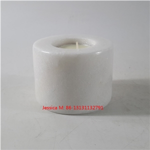 White Marble Pillar Marble Tealight Candle Holders