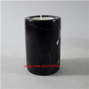 White Stripe in Black, Black Marquina, Nero Margiua, Nero Oriental​ Marble Tealight Candle Holder