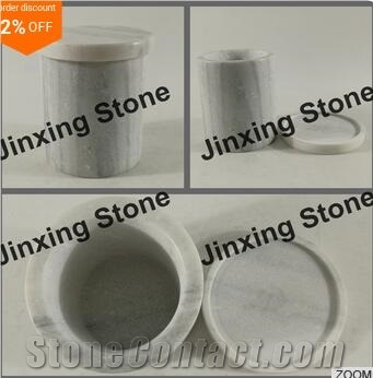 White with Grey Veins Marble Salt Jar /Marble Box /Marble Lidded Canister /Marble Kitchen Canisters