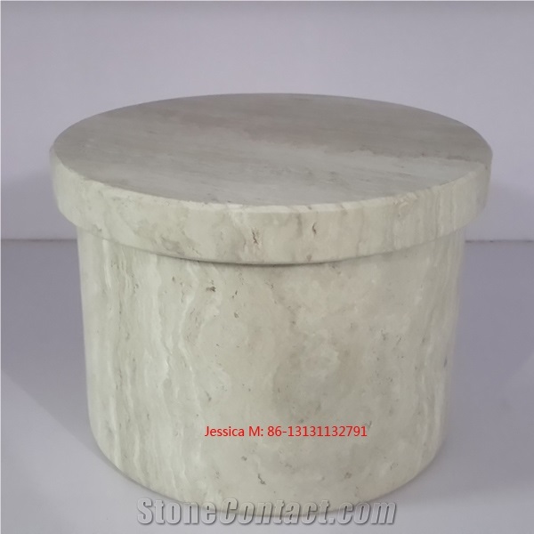 Wooden Veins Marble Jar with Lid