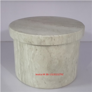 Wooden Veins Marble Jar with Lid