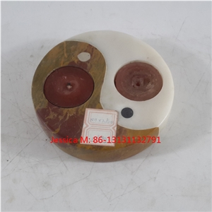 Yin and Yang Natural Stone Tealight Candle Holder Pair