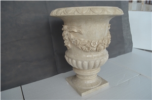 Planter Pots,Flower Pot,Marble Carved Flower Pot / Flower Stand / Exterior Flower Vase for Garden