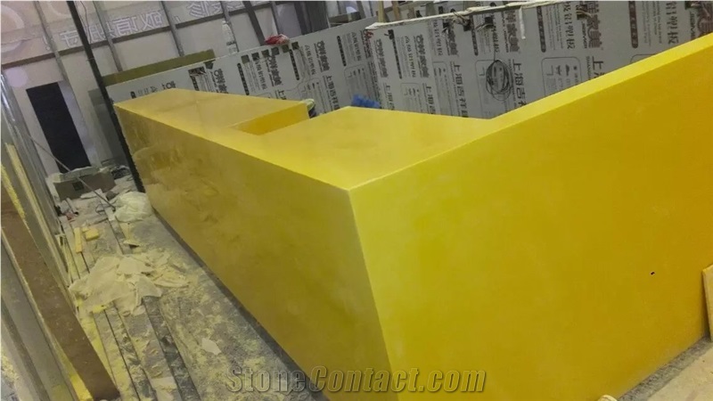 Pure Deep Yellow Decoration Materials Modified Acrylic Artificial Stone Bm8893