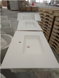 Custom Acrylic Solid Surface Cabinet Vanity Top with Cnc Carve
