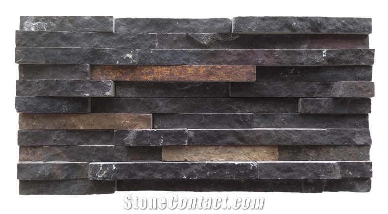 Black Slate Cultured Stone,Ledge Stone, Indonesia Black Java Slate Wall Panels