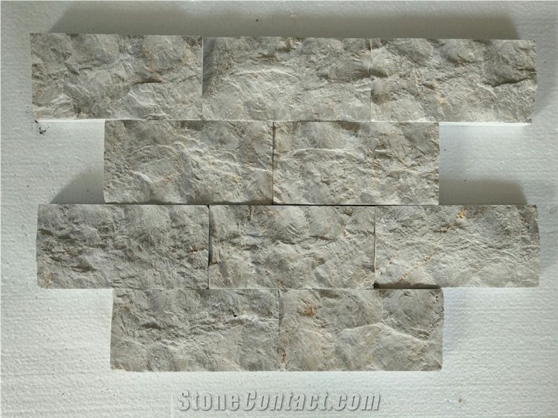 Grey Marble Mushroom Stone Wall Cladding, Indonesia Grey Marble Mushroomed Cladding, Grey Marble Split Face Mushroom Stone