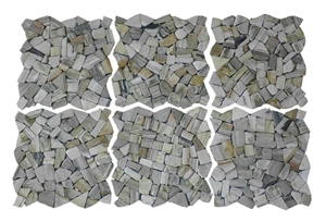 Indonesia Fossil Stone Mosaic Walling Tiles, Indonesia Fossil Brown Stones Chipped Mosaic, Indonesia Fossil Beige Chipped Mosaic Walling Tiles