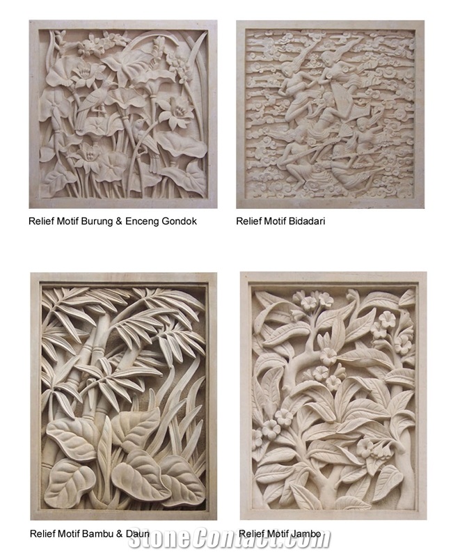 Indonesia Limestone Wall Relief & Etching, Bali Stone Wall Reliefs Carving, Bali Stone Man Made Engravings Relief Design