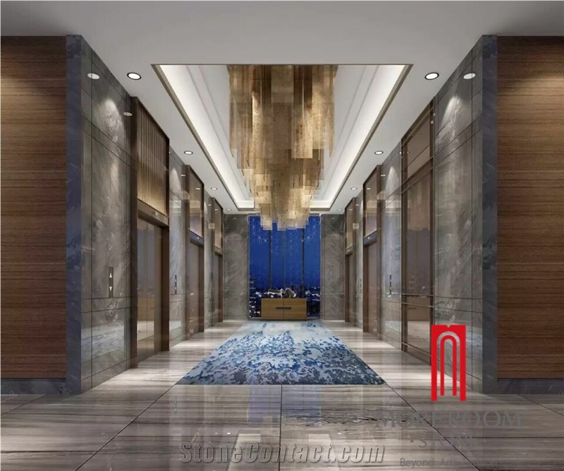 Bling Blue Marble Look Porcelain Tile Polished Floor Tile for Interior Decoration