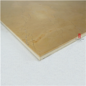 Golden Beige Composite Marble Tile,Marble Floor Tile Laminated with Porcelain Base