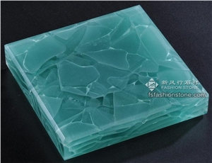 Techno Jade Translucent Glass/Light Green Transmitted Jade Glass Stone Slab
