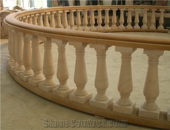 Beige Sandstone Balusters, Sandstone Balustrades and Handrails