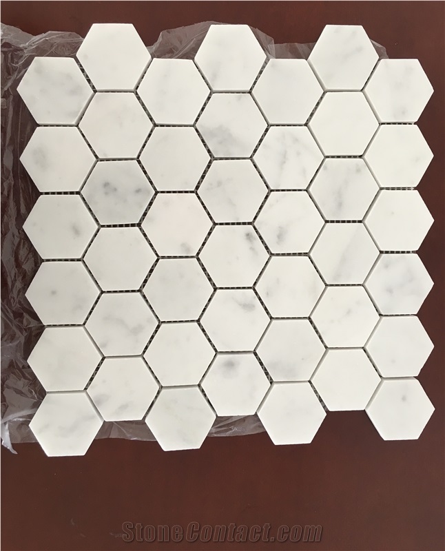 Cararra White Marble Mosaic Tiles,Eastern White Marble Hexagon Mosaic Tiles,Polished Mosaic Pattern and Tiles,China White Marble Mosaic for Home Decoration