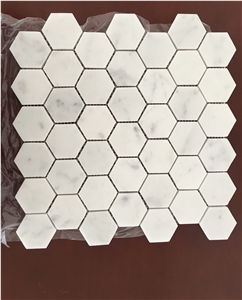 Cararra White Marble Mosaic Tiles,Eastern White Marble Hexagon Mosaic Tiles,Polished Mosaic Pattern and Tiles,China White Marble Mosaic for Home Decoration