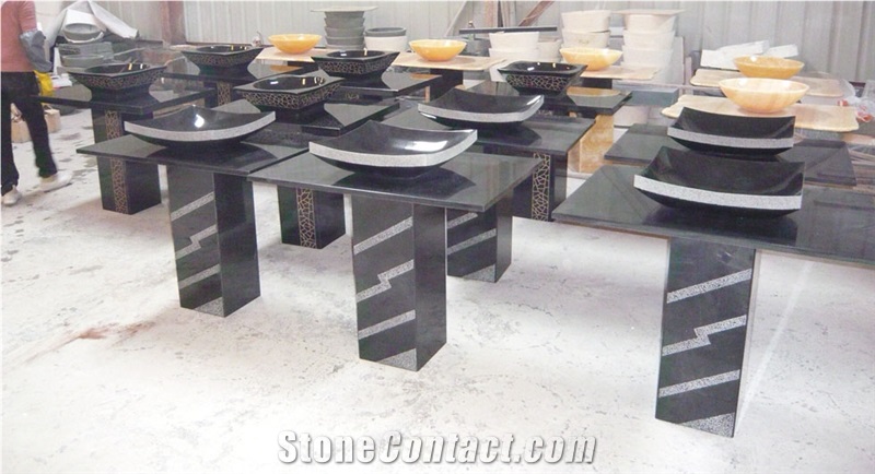 China Absolute Black Granite Freestanding Pedestal Sink, Granite Pedestal Sink,Marble Pedestal Basin/Bowl