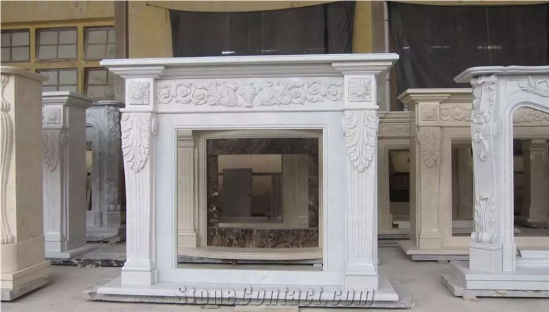 China White Marble Fireplace,Interior Stone Decoration,Fireplace Pattern,Fireplace Wholesaler