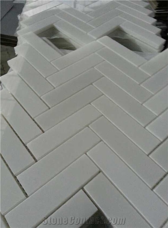 East White Stone Mosaic Tile,Snow White,Orient White Marble,Baoxing White,Sichuan White Marble Polished 48*98mm Brick Marble Mosaic for Wall,Floor,Bathroom,Interior Decoration