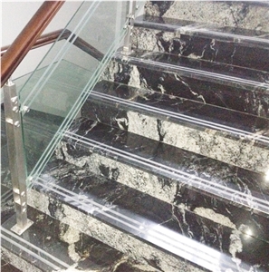 Marble Steps, Marble Stone Stairs, Stone Staircase, Galaxy Wave Marble Stairway, Luxury Marble Steps, Indoor Stairs