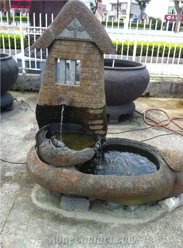 Natural Stone Garden Fountain,Granite Garden Water Pot
