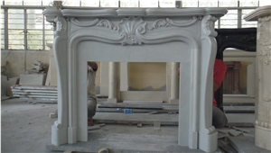 Polished White Marble Fireplace Mantel/Hearth/Design/Surround, China Hunan White Fireplace, British Style Fireplace.