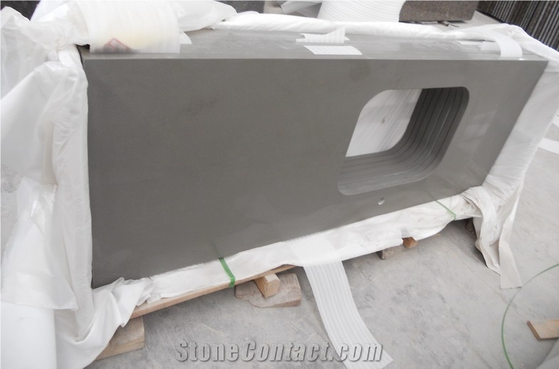 Pure Grey/Dark Grey Quartz Countertop Smoke Quartz Stone Countertop, Engineered Stone, Bathroom Countertop