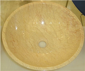 Sunny Yellow Marble Sink (Bowl), Beige Marble Wash Basin, Bathroom Vessel