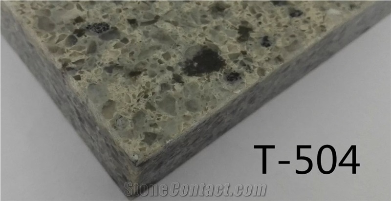 Green Artificial Quartz Stone, Quartz Slab, Engineered Stone, T-504