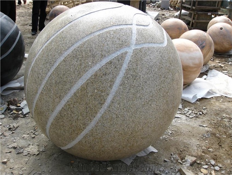 Granite Carved Stone Ball in Garden ,Landscaping Polished Stone Ball ,Hand Carved Stone Garden Products
