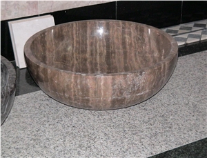 Marble Bathroom Bowl , Brown Marble Water Basin