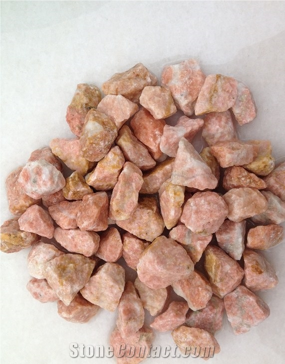 Red Natural Different Sizes, Crushed Stone Gravel in Garden ,Park Walkway Paving , Landscaping Decoration , Sharped Pebble Stone ,Pink Quart Gravel