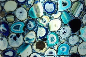 Blue Agate Semi Precious Slabs & Tiles, Blue Gemstone