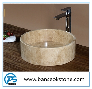 Natural Coffee Stone Marble Bathroom Sink Hand Wash Basin