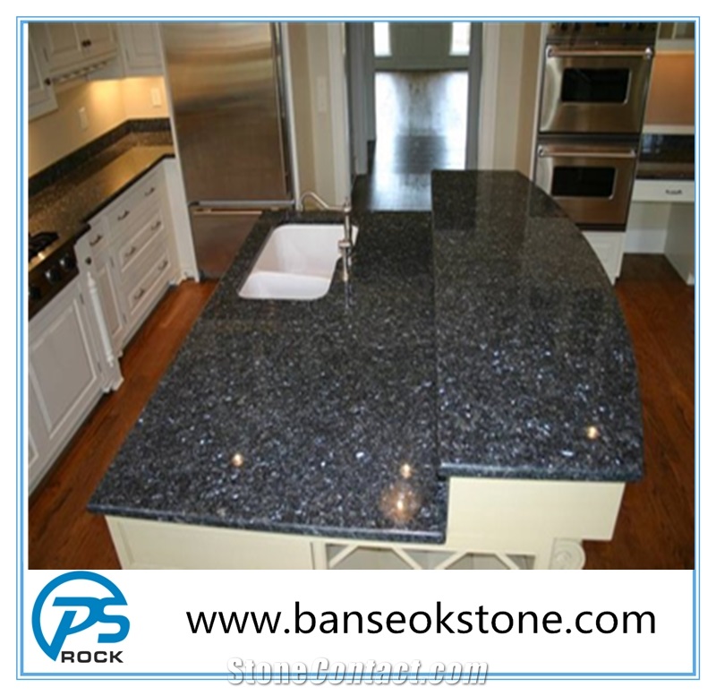 Polished Beautiful Blue Pearl Granite Kitchen Countertop, Kitchen Island Tops
