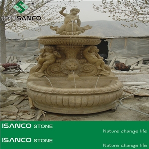 Beige Marble Outdoor Rolling Sphere Fountains, Exterior Landscaping Stone Water Fountain, Garden Water Features, Sculptured Fountains, Wall Mounted Fountains
