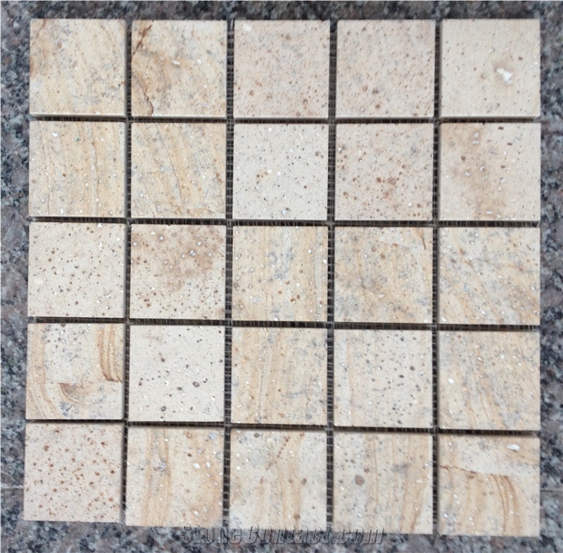 Beige Slate Mosaic Sandstone ,Sandstone Mosaic Paving,Mosaic Walkway Paving Sandstone,Mosaic Stone