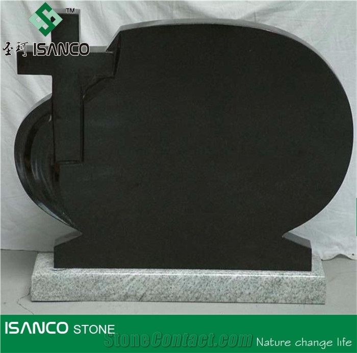 China Black Granite Western Style Monuments Most Black Granite Headstones Engraved Tombstones Custom Granite Engraved Monuments