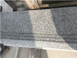 China Light Grey Granite G603 Polished Stair Steps, Grey Granite Treads and Risers, Granite Steps with Polished Edges,White Sesame White Plished Stair Step
